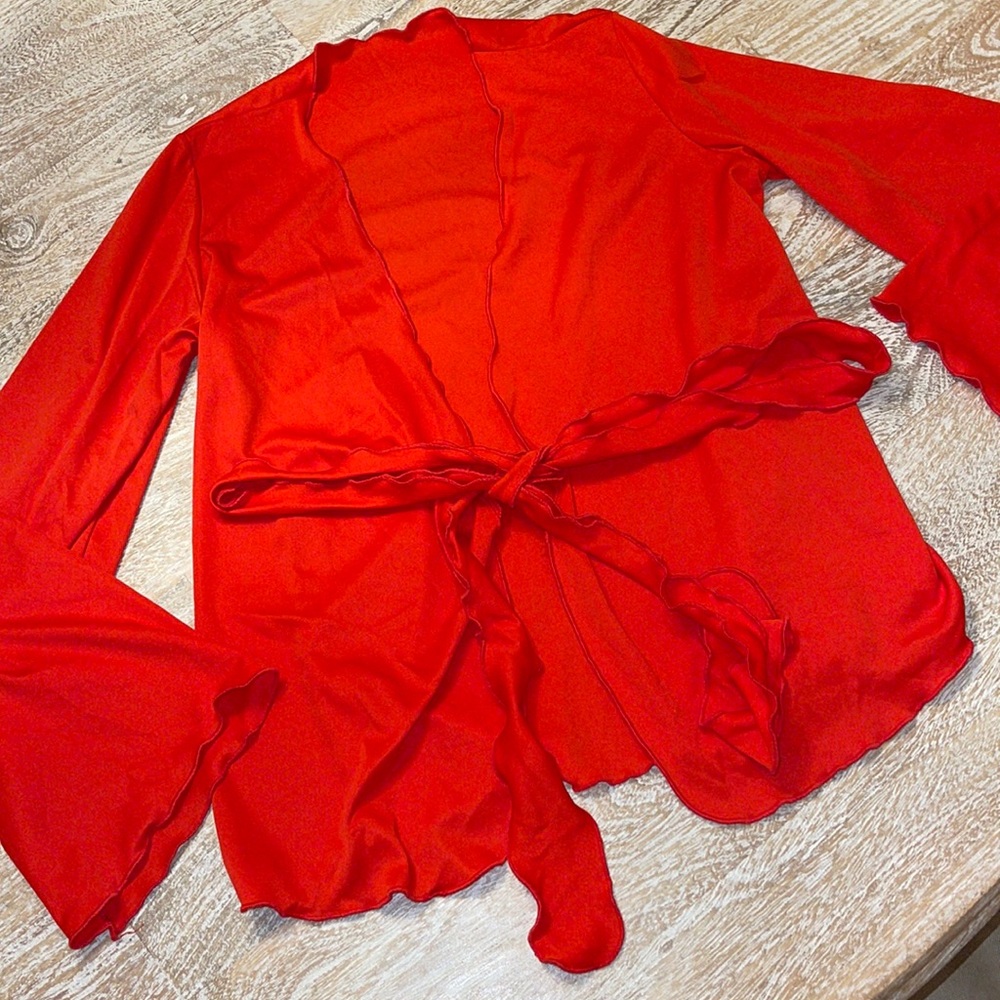 Vintage 60s 70s red tie top hippie